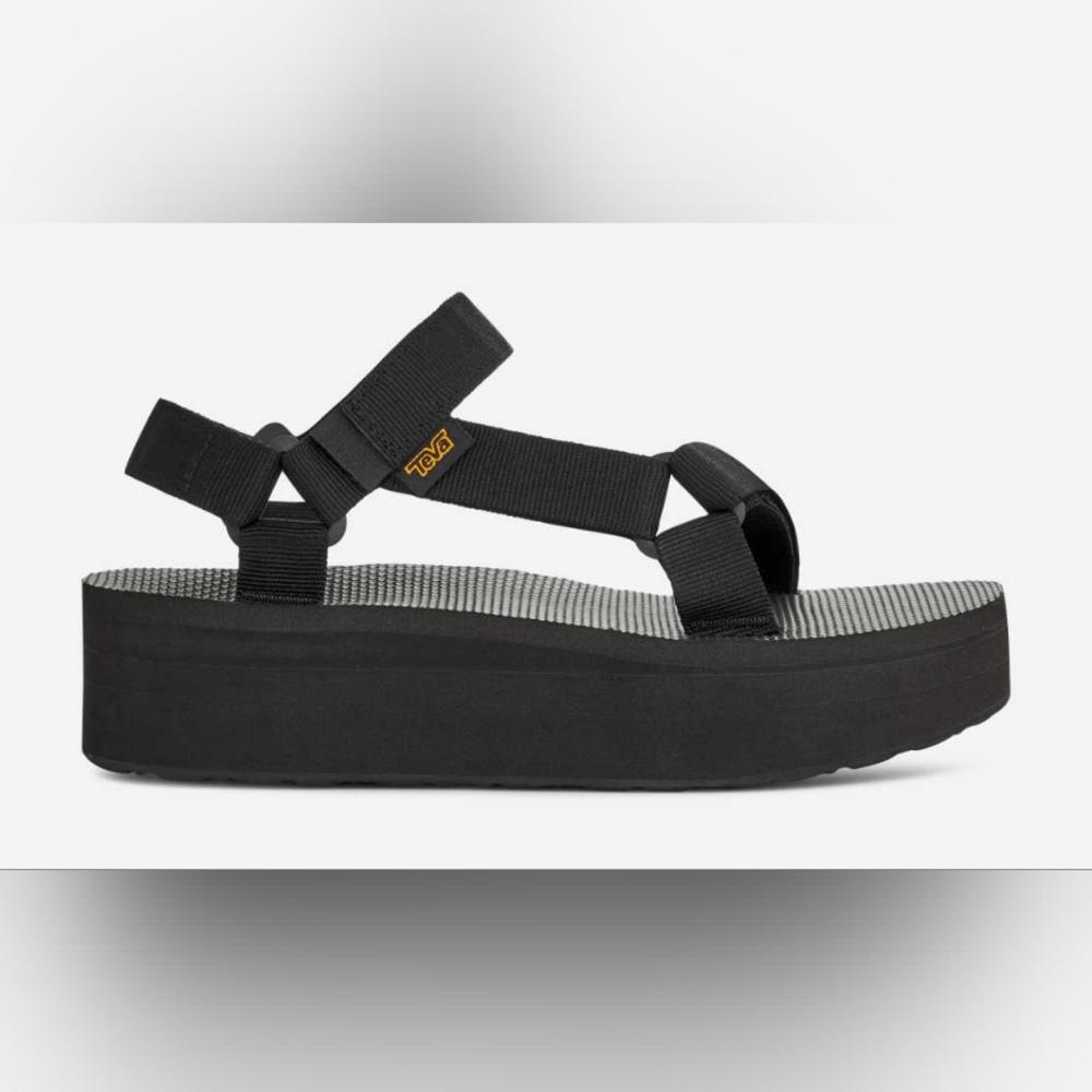 Teva Black Platform Sandals with Adjustable Straps